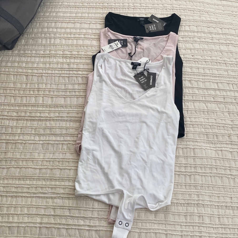 NWT Express Bodysuits Black, White and Blush size XS